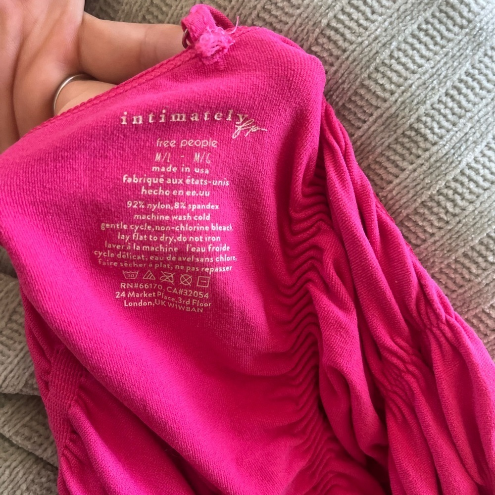 Free People Intimately Ruched Pink Cami Tank Top M/L Stretch Intimates - Picture 3 of 3